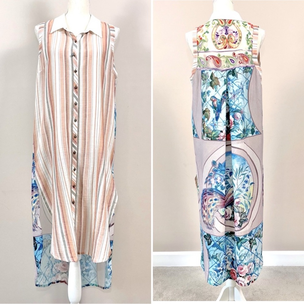 Aratta Silent Journey Behold The Best Sleeveless Shirtdress Large